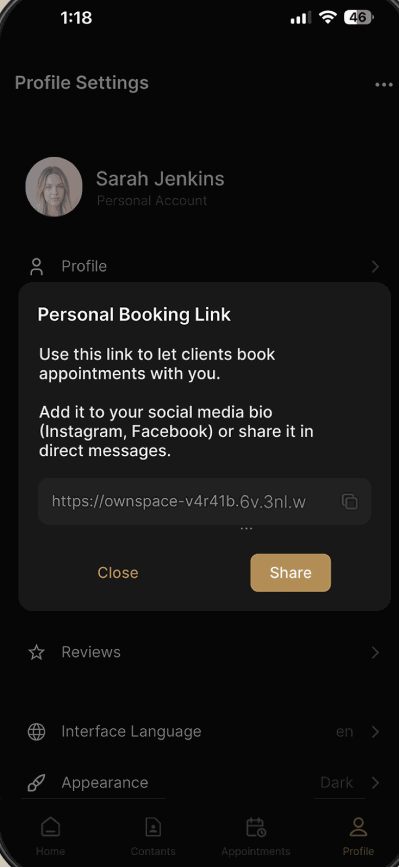 Chat de OwnPlace entre un especialista y un cliente